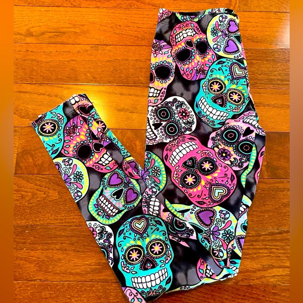 Colorful Skull Print Kids Leggings